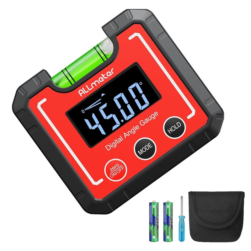 ALLmeter Store Digital Angle Finder Magnetic ±0.1° Accuracy - Professional Woodworking Table Saw Inclinometer with IP52 Protection & Bubble Level - Image 1